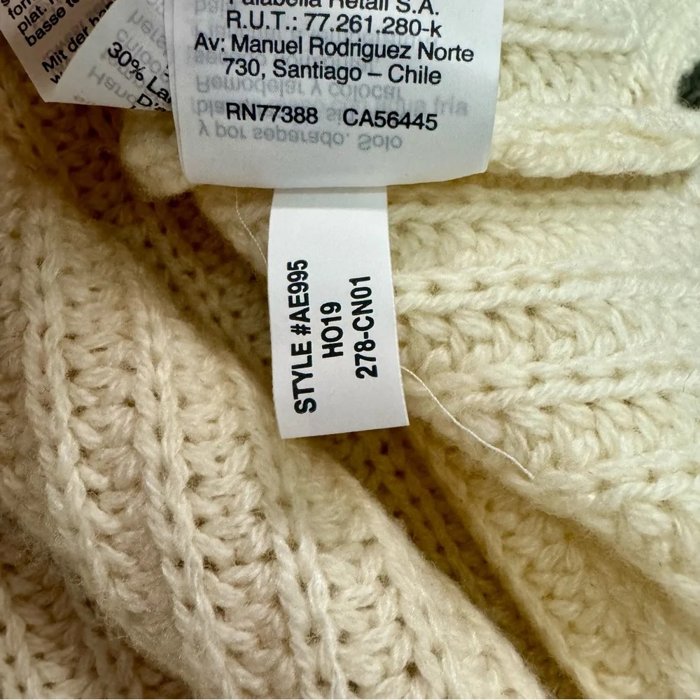 NEW J. Crew Pom-Pom Cable-Knit Pullover Crew Neck Sweater Natural Cream Small